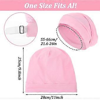 1 Stück Seidensatin-Schlafhaube für Damen, verstellbares Haarband, satingefütterte Mütze für lockiges Haar, rosa Duschhaube, Seidenhaarhauben für Damen