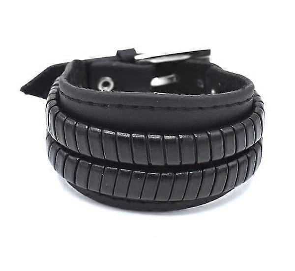 Black Leather Bracelet Stylish