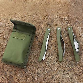3 Pcs Heavy-Duty Foldable Stainless Steel Cutlery Set, Portable Compact Camping Utensils with Knife Fork Spoon for Outdoor Picnic Hiking Travel