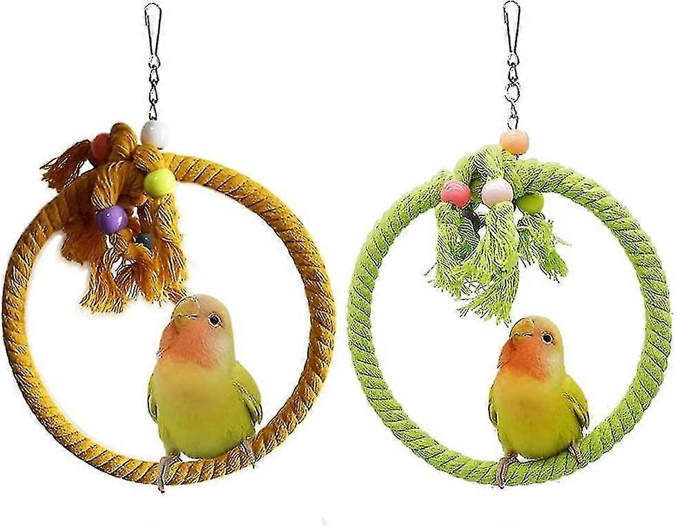 2 Pcs Bird Swing Cotton Rope Ring