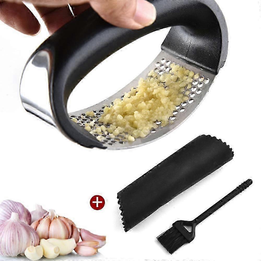 Stainless Steel Garlic Press Rocker Crusher Squeezer Kitchen Tool Set
