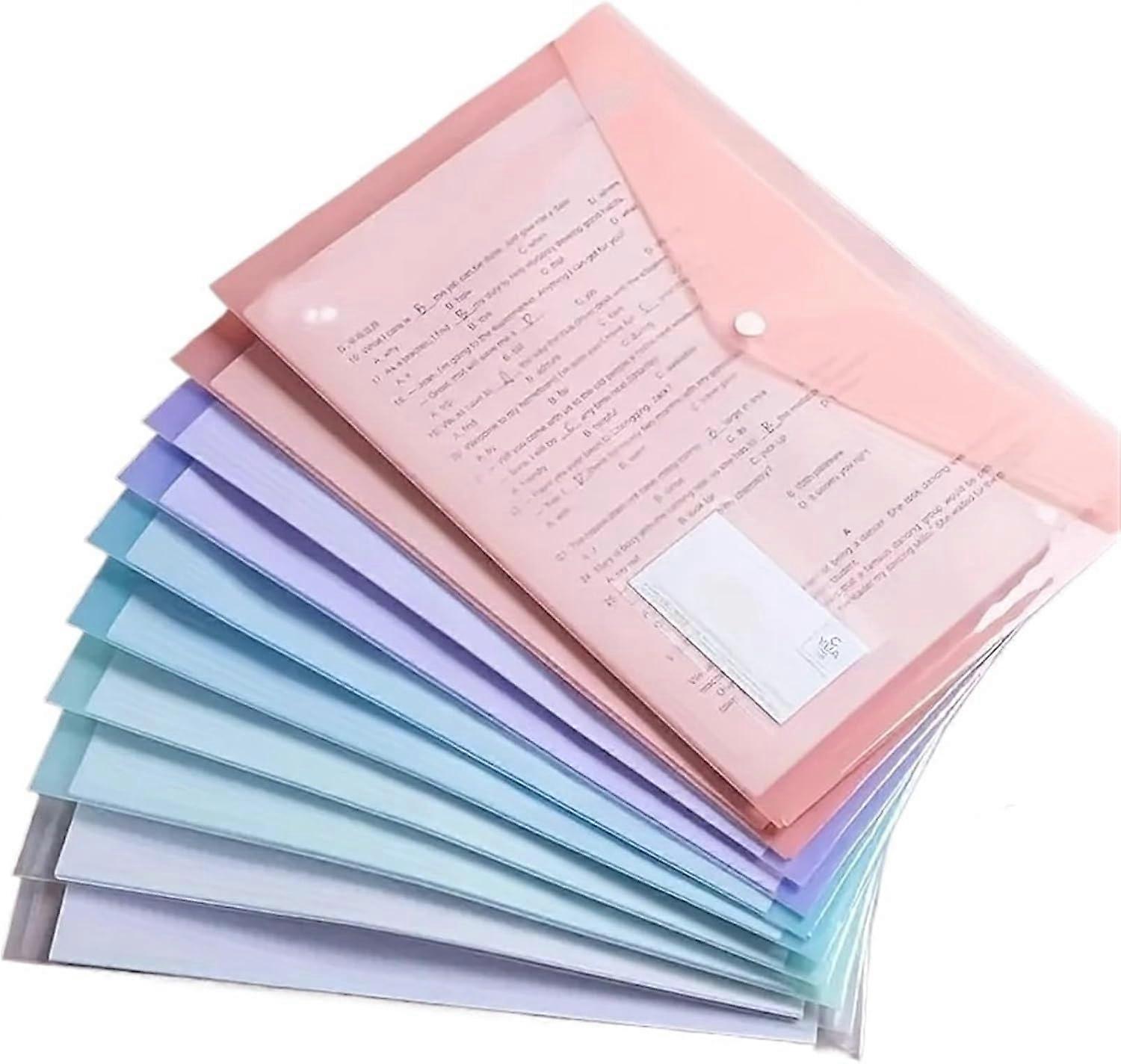 RUIYUE 20pcs A4 Plastic File Bag,Thickened Transparent Student Document Storage Pouche Folder Organizer