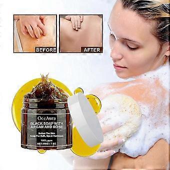 Black Soap With Argan And Rose,Body Scrub, Black Soap with Argan and Rose, Black Beldi Soap Body Scrub