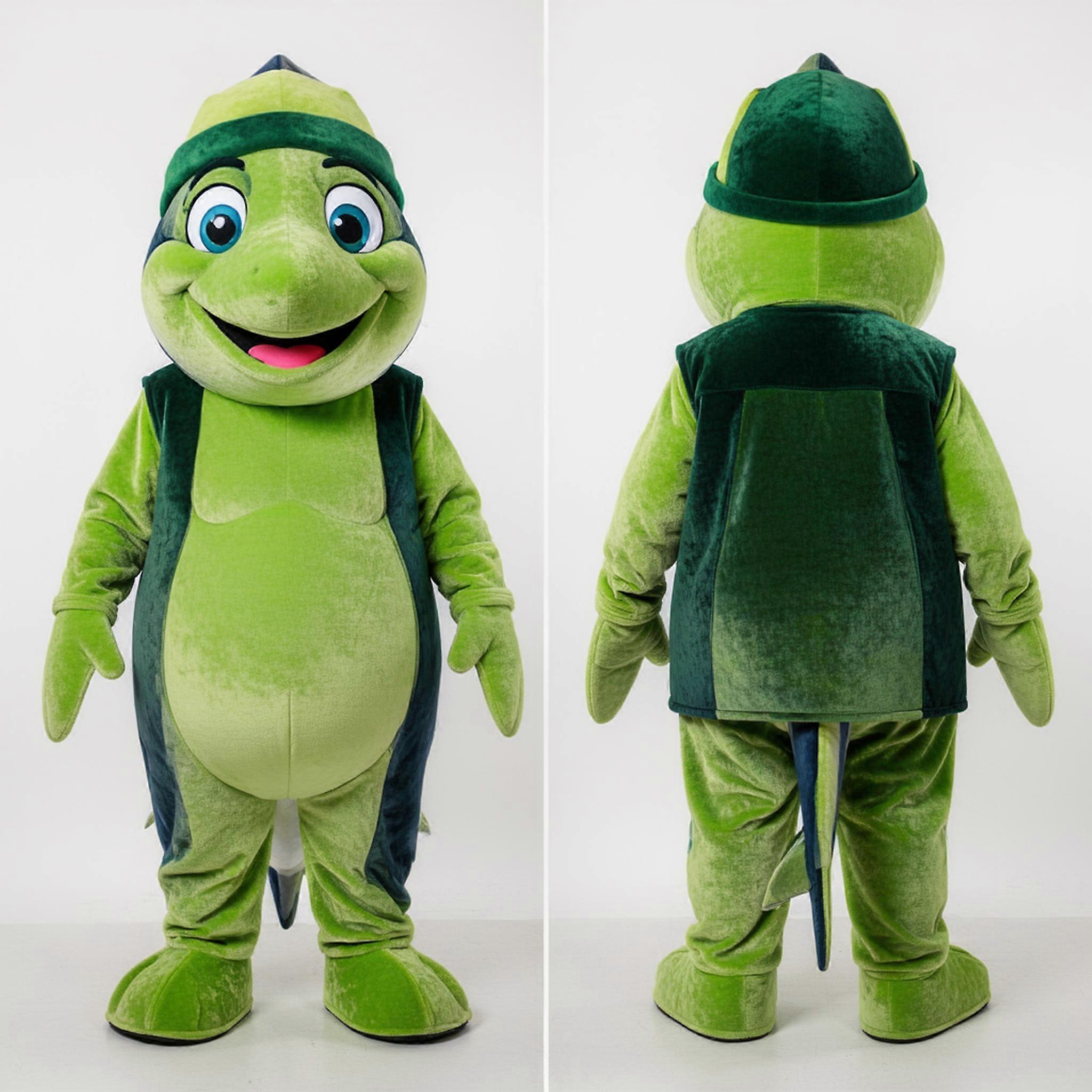MASTICOT Lime Green Smiling Tuna Mascot