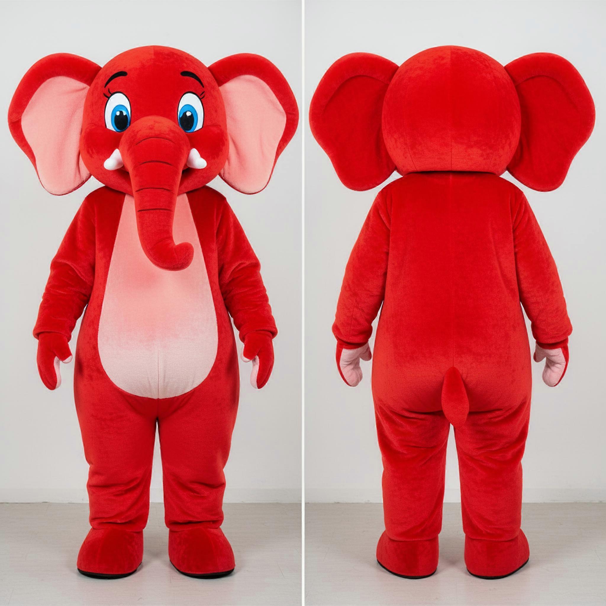 MASTICOT Crimson Red Playful Elephant Mascot
