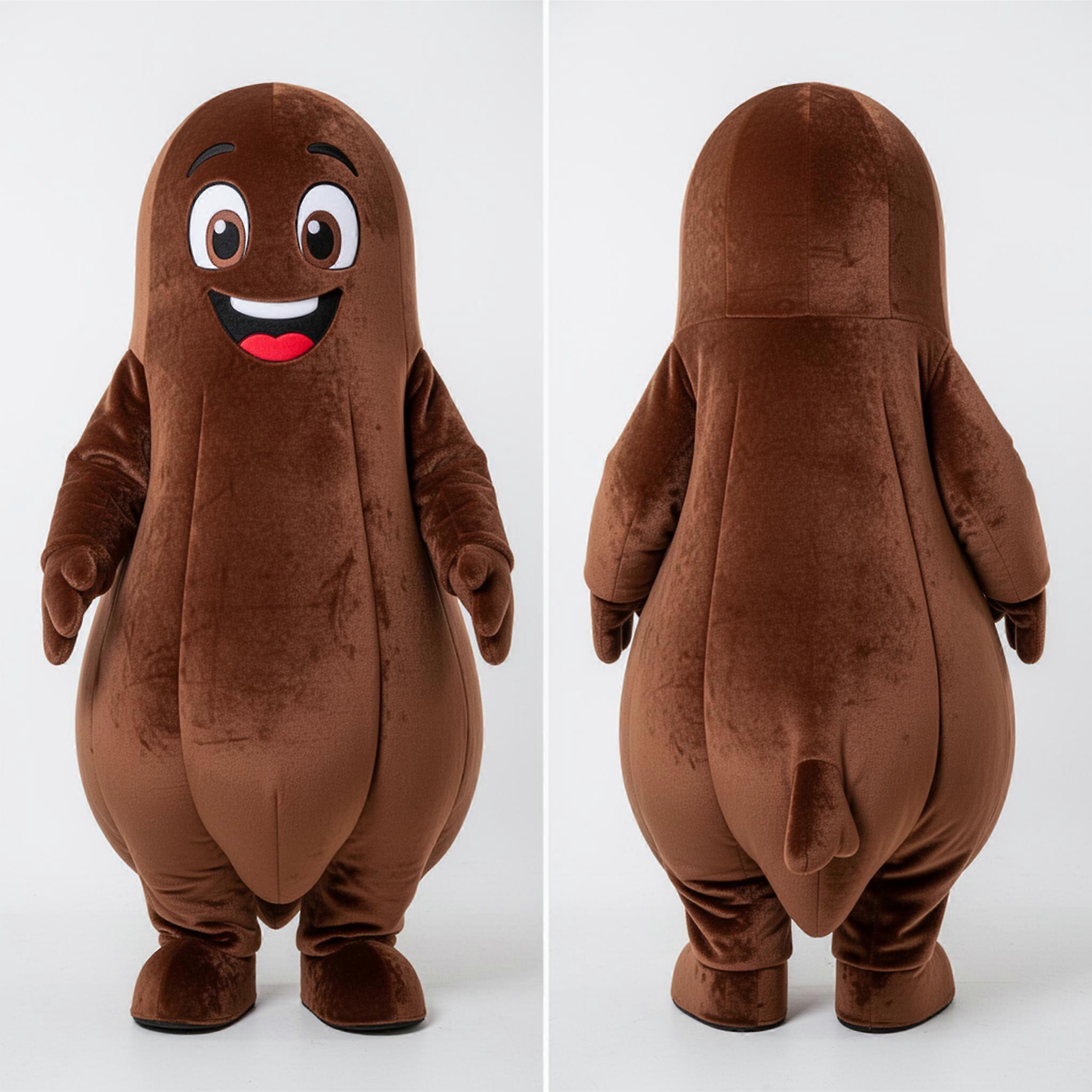 MASTICOT Velvety Brown Smiling Ghost Mascot