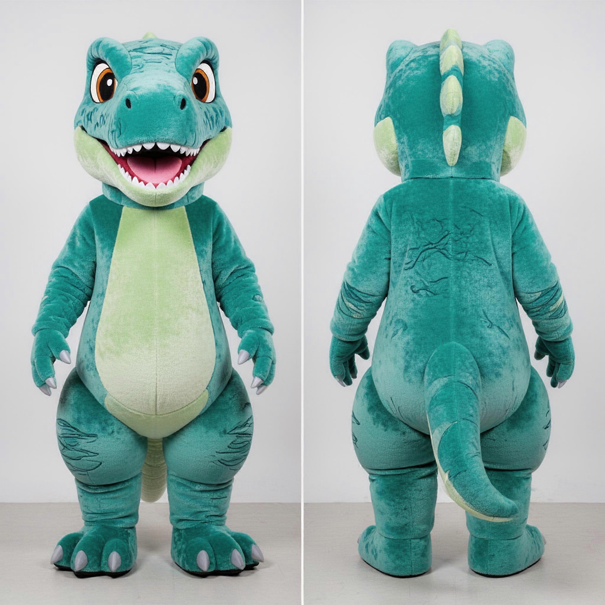 MASTICOT Teal Velvety Velociraptor Mascot