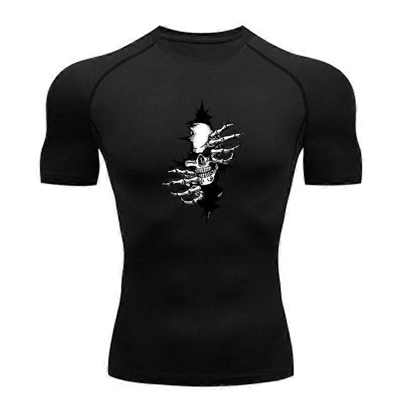 Men's Compression Athletic Workout T-Shirt, Spooky Skeleton