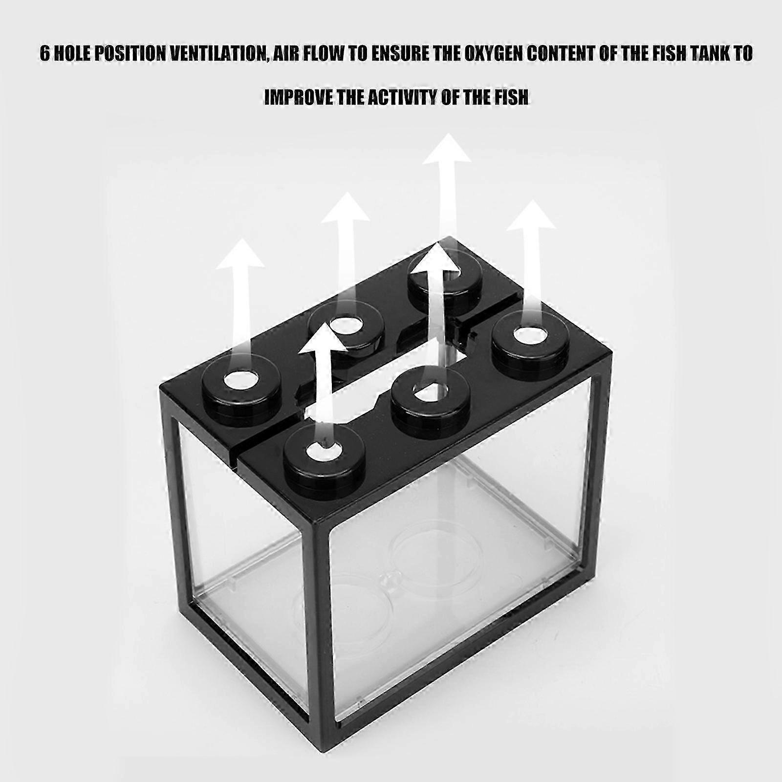 Small Stackable Betta Tanks 6 Hole View Plastic Texture Desktop Aquarium Suitable compatible with Pet Habitat Small Space 5