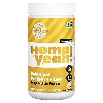 2 x Manitoba Harvest, Organic Hemp Yeah!, Balanced Protein + Fiber, Hemp Protein Powder, Unsweetened, 1 lb (454 g)