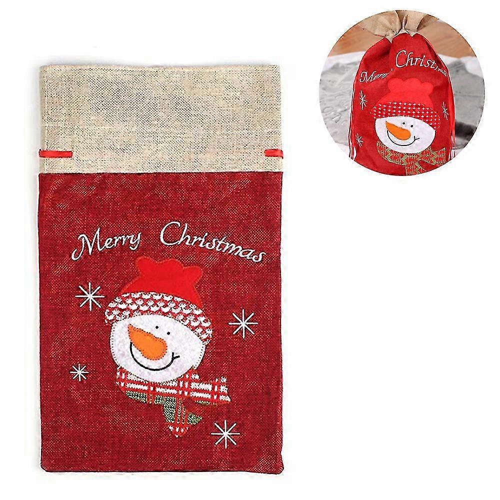 Linen Drawstring Christmas Stocking