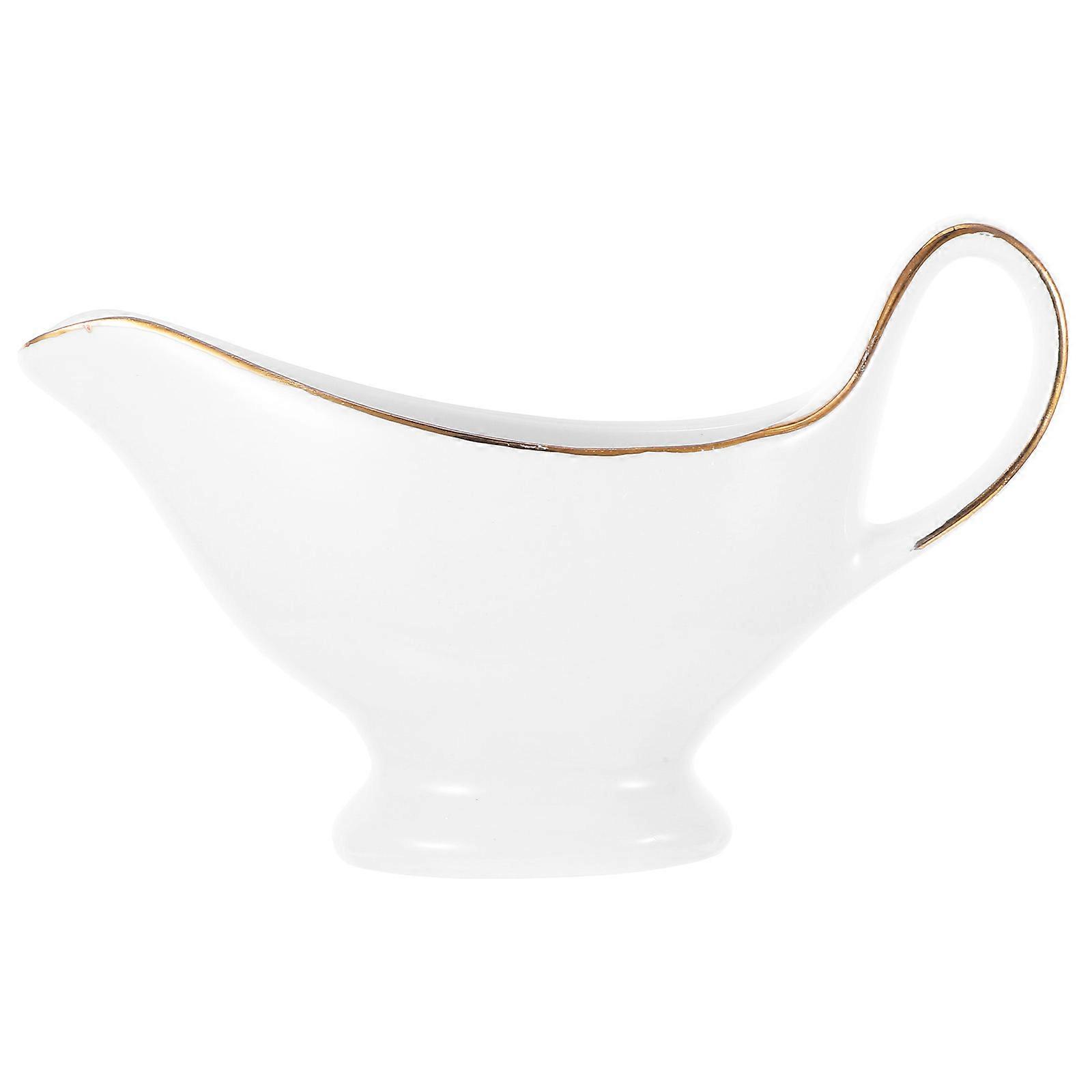 Ceramic Gold Edge Kitchen Sauce Container for Serving White