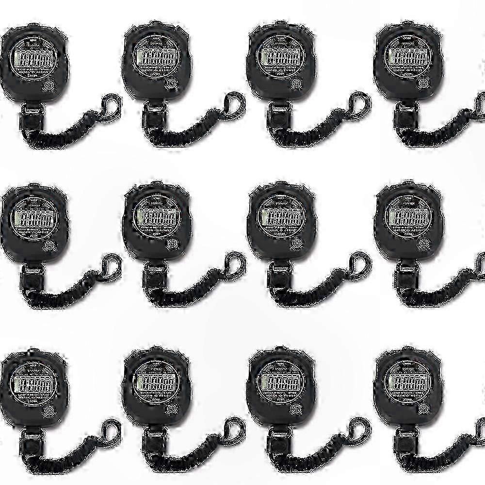 12-Pack Digital Stopwatch with Multi-Function Features, Large Display, Date-Time, and Alarm Functionality