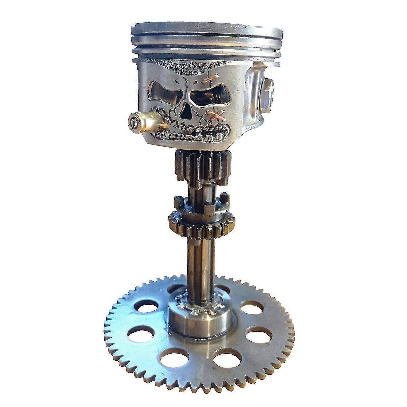 Car-Themed Piston Skull Table Decor