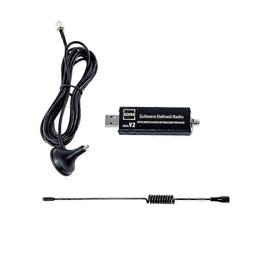 RTL-SDR6 V2: Programvaredefinert radiomottaker med antenne. RTL2832U SDR-mottaker.