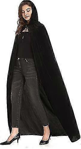 Velvet Hooded Cape Unisex Cloak Devil Witch Wizard Christmas Cosplay