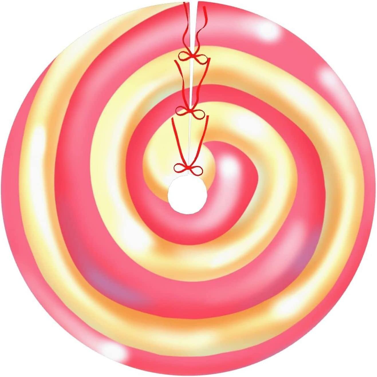 Pink Yellow Candy 48'' Christmas Tree Skirt Large Xmas Tree Skirt Mat