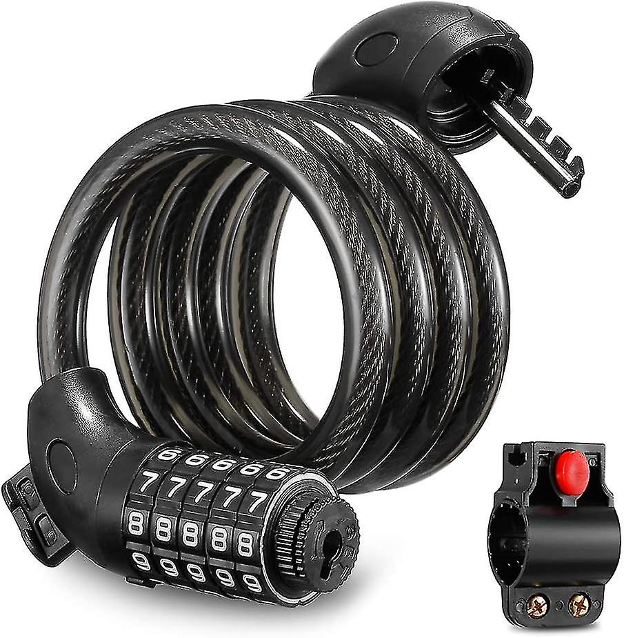 Bike Lock, Anti Theft Bike Lock 5 Digit Smart Code Adjustable Bike Chain Cable Anti Theft Padlock Bike Lo