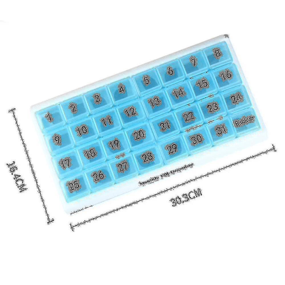 Monthly 31 Compartments, 1 Per Day, 4 Week Full Month 31 Day ,blue