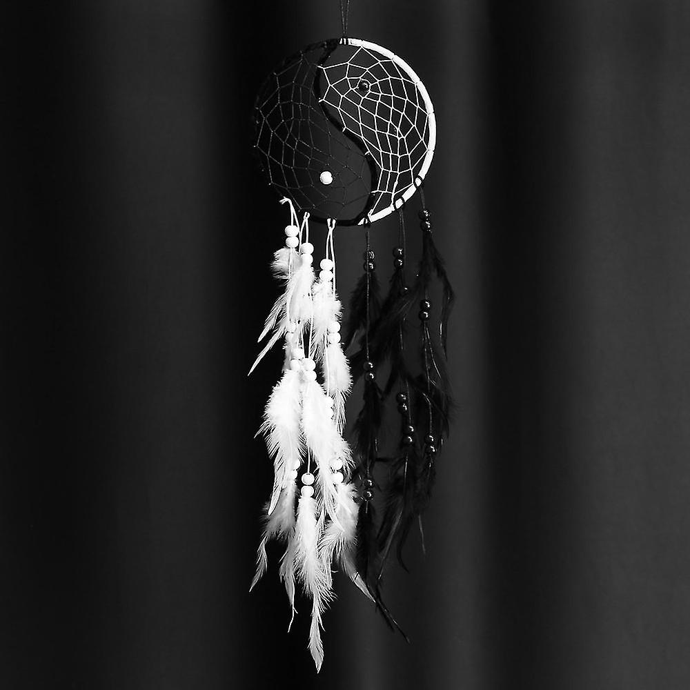 19" Traditional White Dream Catcher With Feathers - Heart Shape Wall Or Car Hanging Ornament, Handmade - View #3