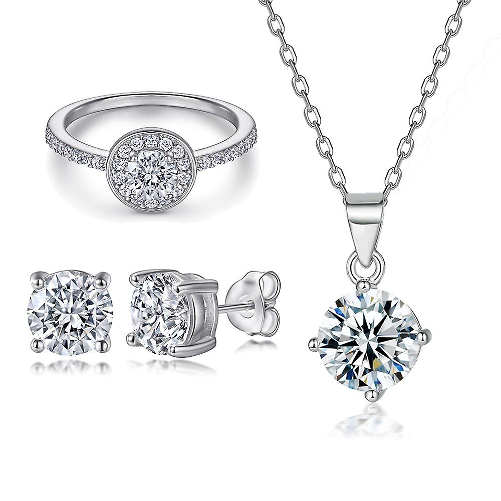 Silver Necklace Ladies Ring Jewelry Suit Three -piece Suit