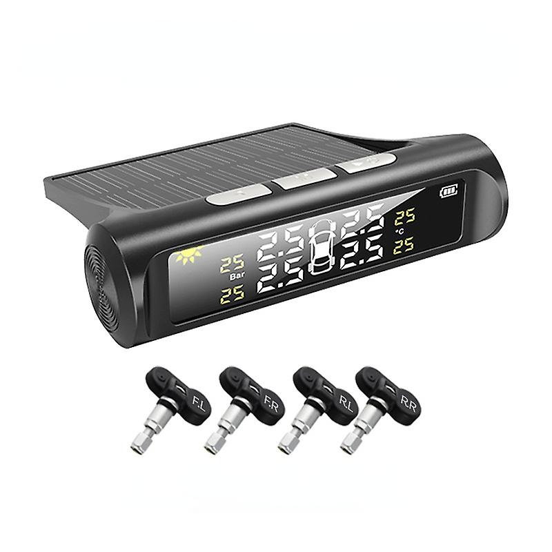Car Tpms Tyre Pressure Monitoring System Solar Power Digital Lcd Display Security Alarm Systems Pressure External Sensor