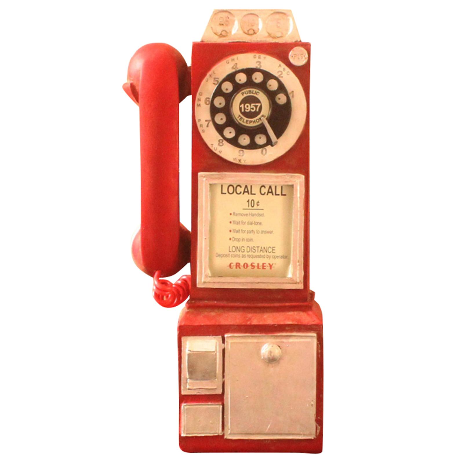 Vintage Dial Pay Phone Figurine Resin Retro Phone Shape Model Table Figurine For Car Home Decoration