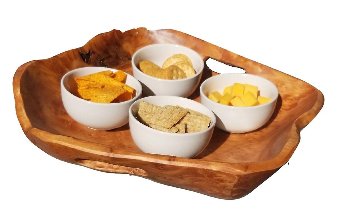 Root Wood Tray With Handles