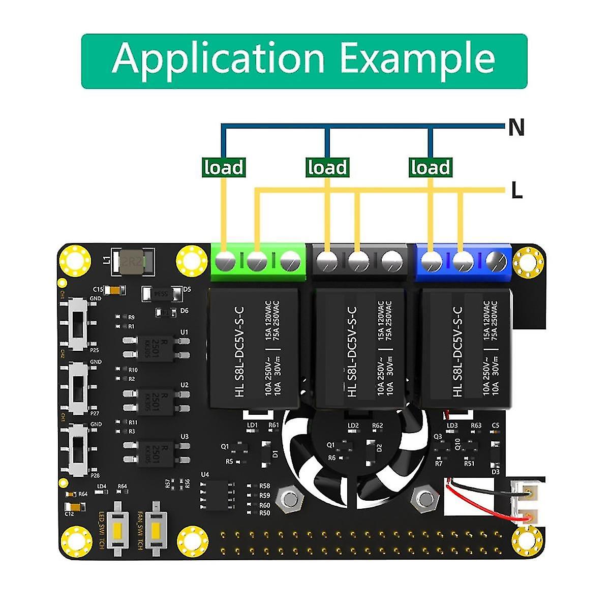 Rpi Power Relay Board Expansion Module Dual Cooling Fan Auto Color ...