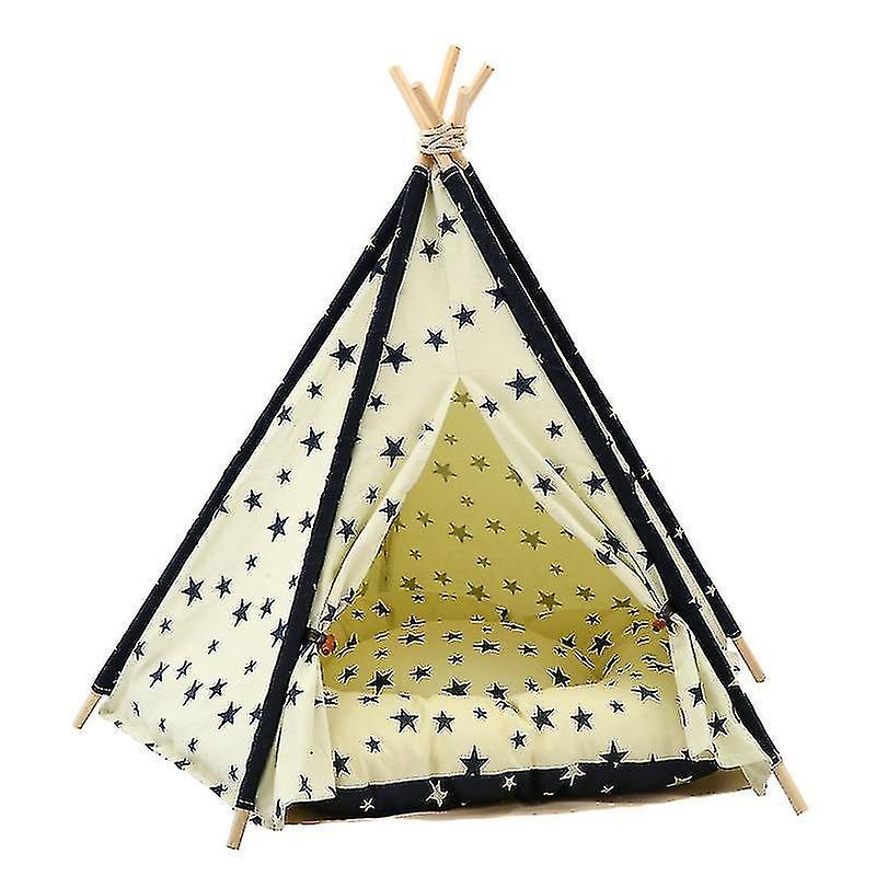Bird Cage Bird Baths Cotton Canvas Pet Tent Cat And Dog Bed With Cushion Specification: Medium 50×50×60cm Beige Navy