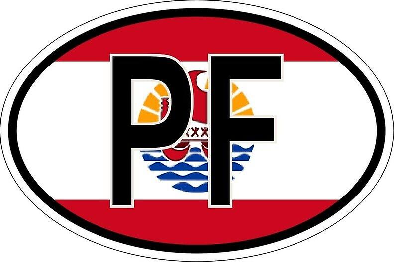 贴纸贴纸椭圆形椭圆形国旗国家代码 PF 波利尼西亚法语