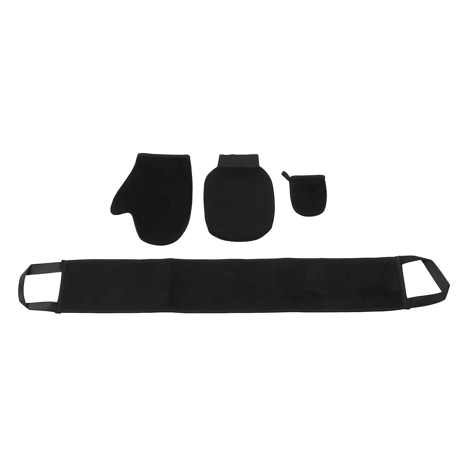 4pcs Double Faced Flocking Self Tanning Mitt Applicator Kit Exfoliating Glove Back Lotion Applicator 