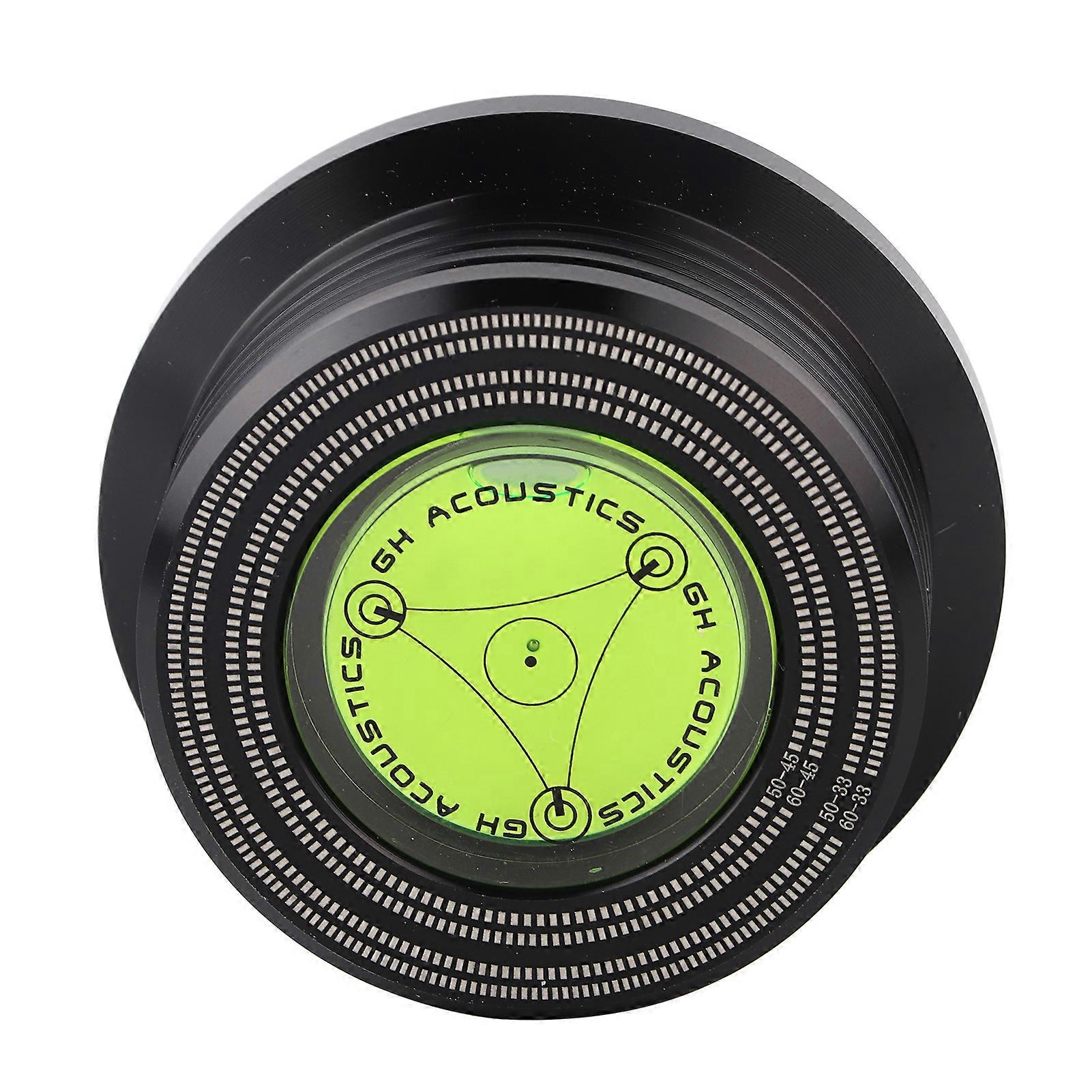 Vinyl Record Stabilizer Clamp with Bubble Level and Speed Detection, Black, 50/60Hz