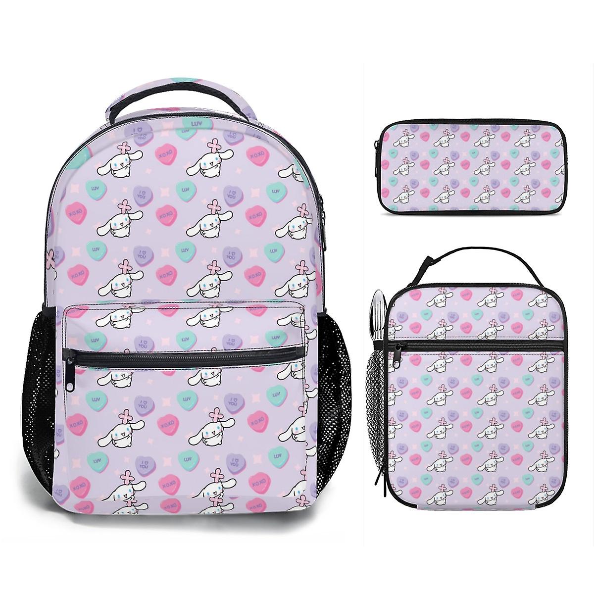 Śliczny plecak szkolny Hello Kitty 3D Pudełko na lunch Piórnik Kawaii Kuromi Torba podróżna Plecak dzienny, C-17