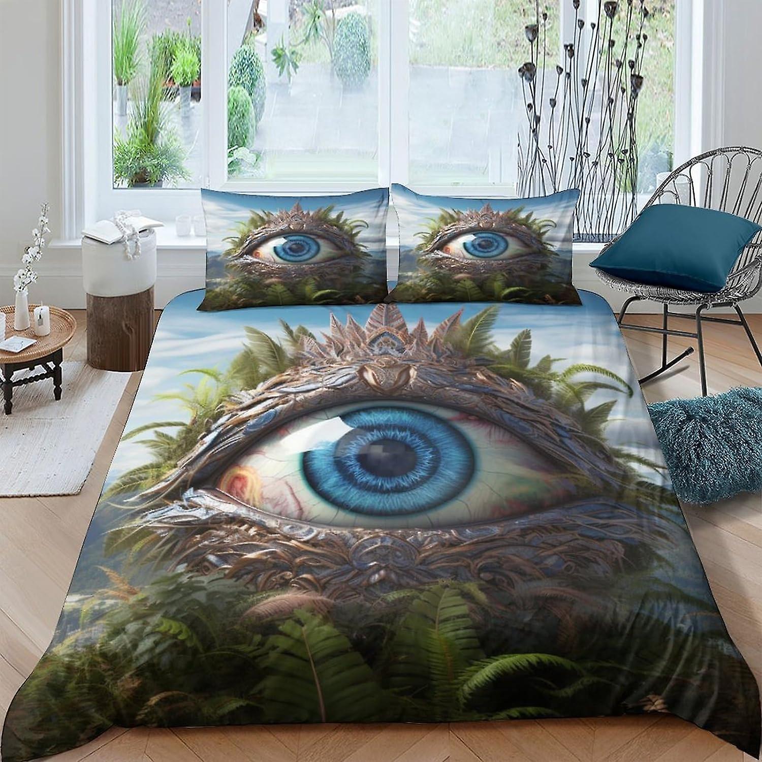 EKENOZ Devil Eyes Påslakan Mikrofiber Sängkläder, 3D-tryck Påslakan & Örngott, Med Dragkedja, Mjukt Täcke Täcke För Män Kvinna K