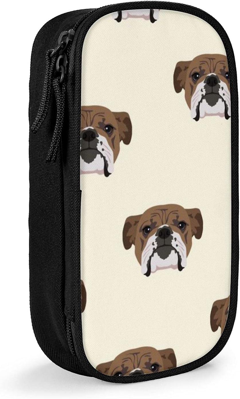Bulldog Seamless Pattern White Background Pencil Case SAOE001440