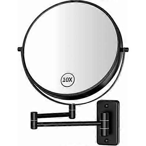 8 Inch Wall Mounted Illuminated Magnifying Mirror x10, LED Make Up Mirrors with 0.5h Auto Shut Off Function, Powered by 4 AAA Batteries (Not Included)