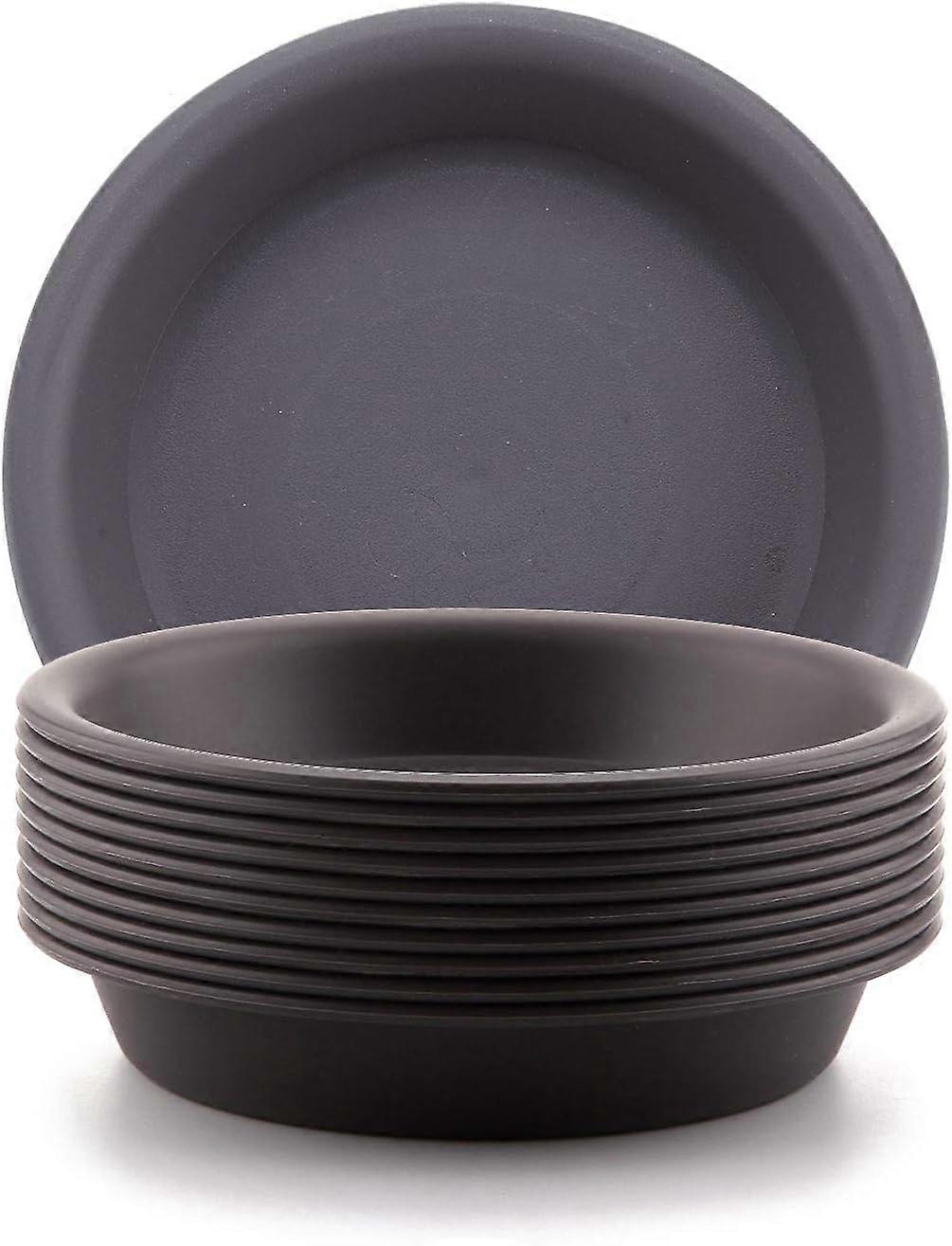 14cm Round Plastic Succulent Plants Pot Saucer Trays to Hold Water Drops and Soil (Deep Grey, Pack of 10)