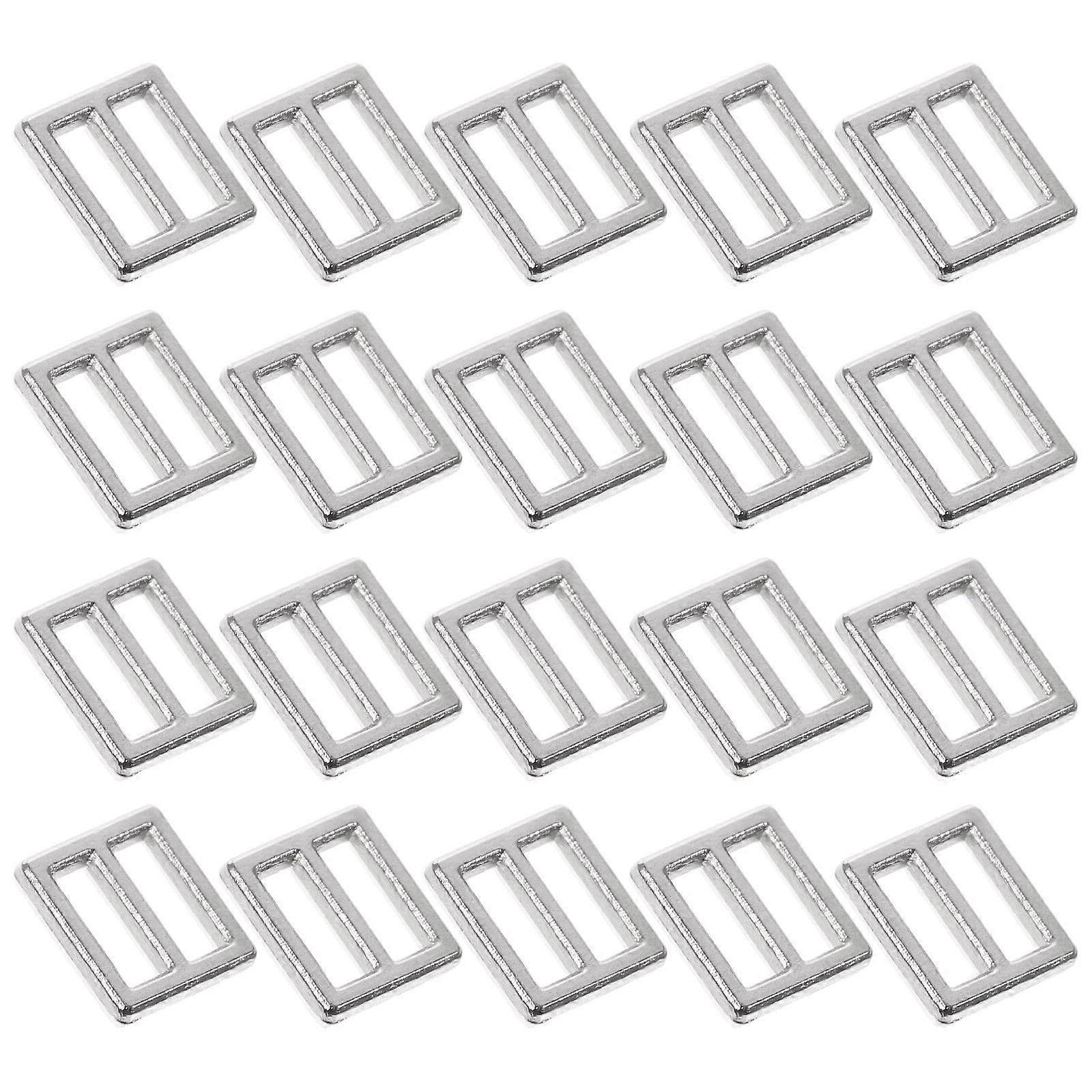 100Pcs Mini Fastener Adjustable Slide Buckle Doll Belt Metal Button Tri-Glide Buckle for Diy Doll