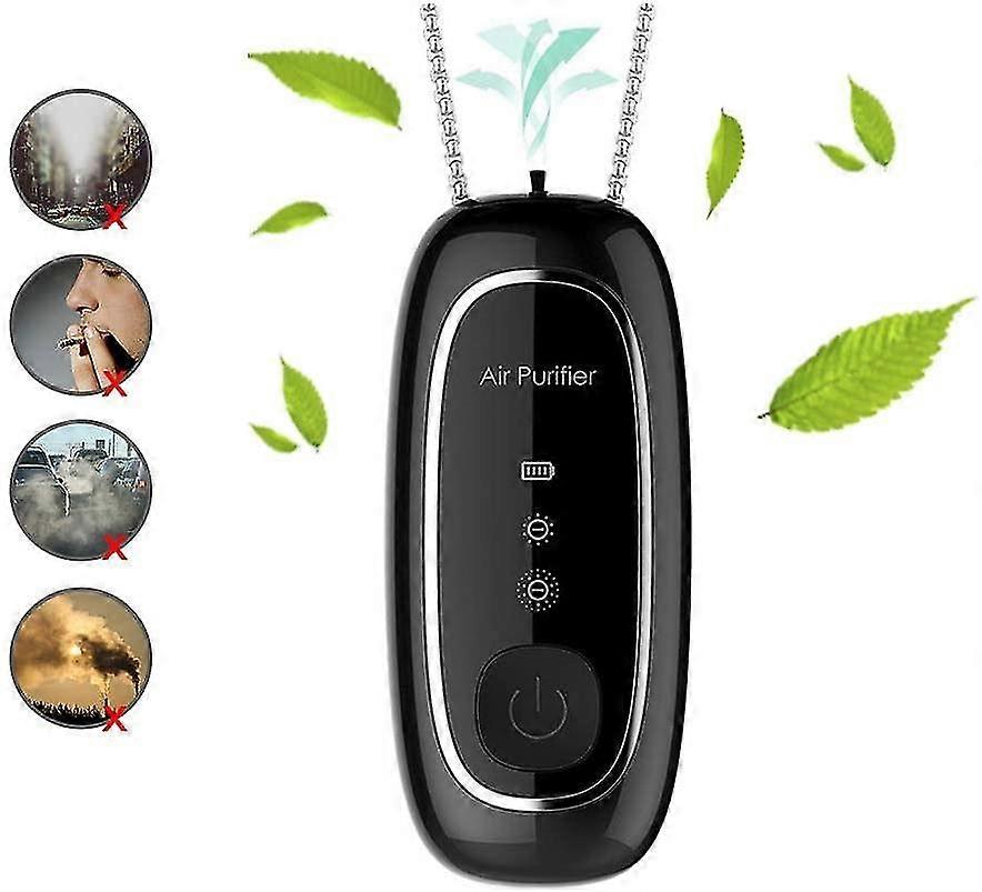 Wearable καθαριστής αέρα, προσωπικό αποσκληρυντικό αέρα περιδέρου, μίνι φορητός ιονιστής φρεσκόντων αέρα/120 εκατομμύριο αρνητικά ιόντα/χαμηλός θόρυβος για τα παιδιά ενηλίκων (μαύρος)