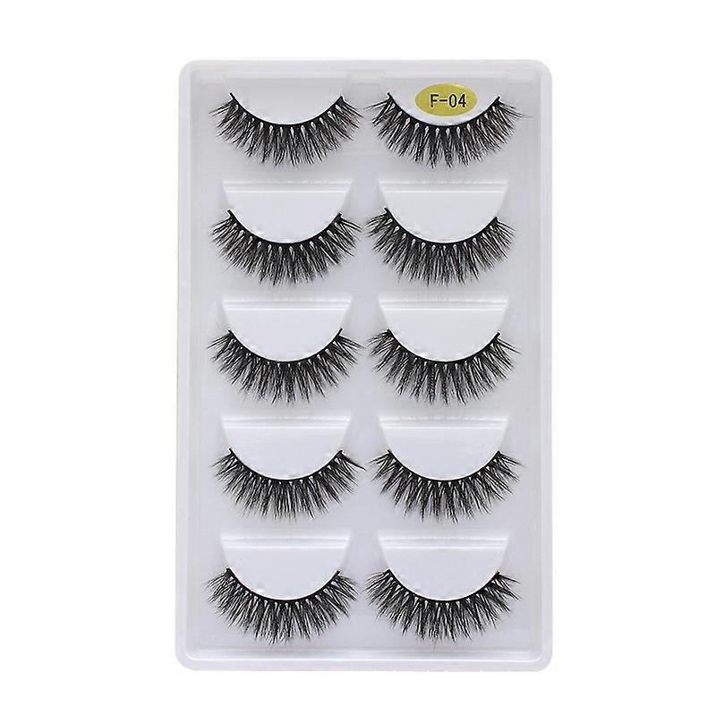 5 pairs of false eyelashes - 3D faux mink -F-04 Black