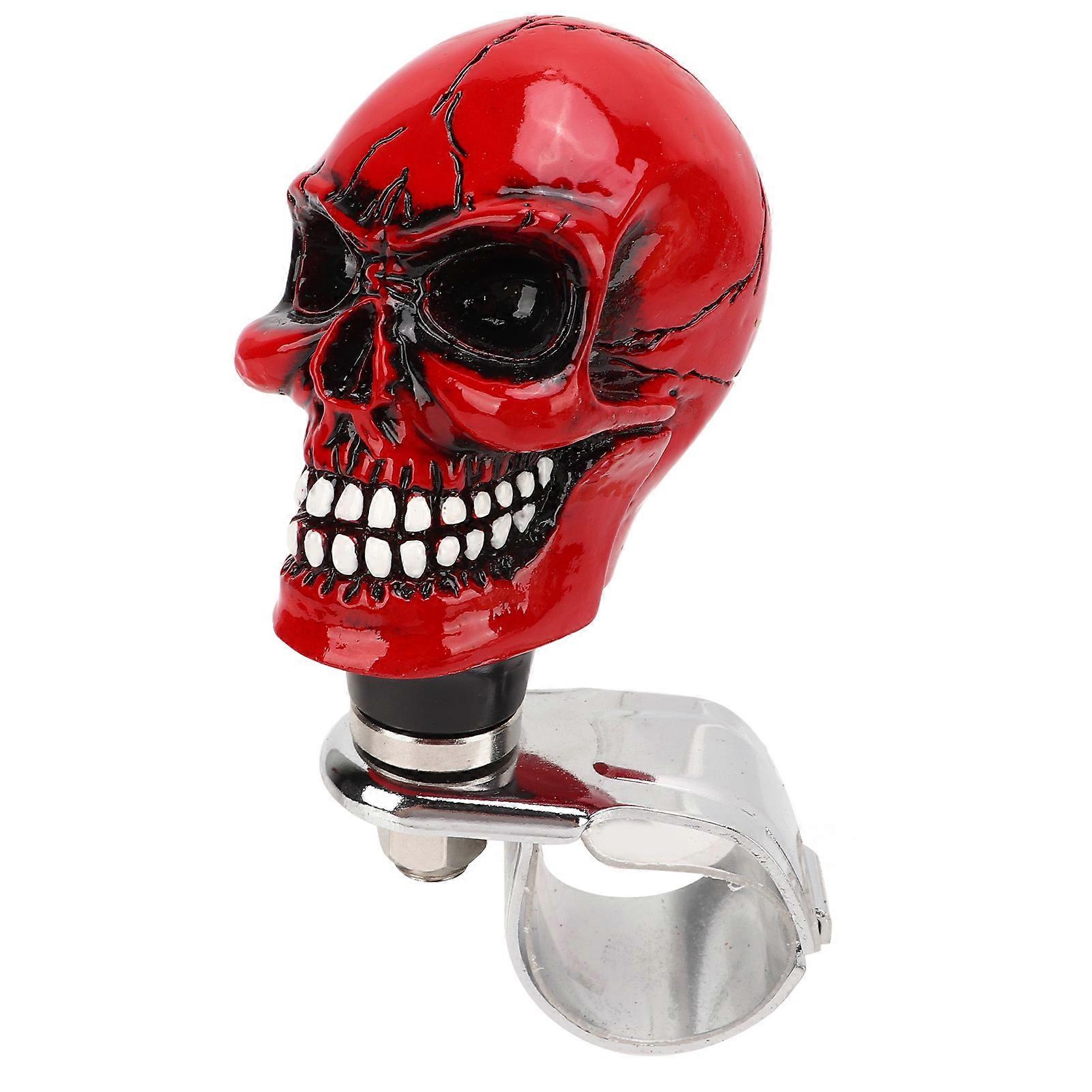 Skull Shape Steering Wheel Knob 3cm Diameter Resin Turn Knob Spinner Booster for Cars Trucks Tractors Boats Red E2U912