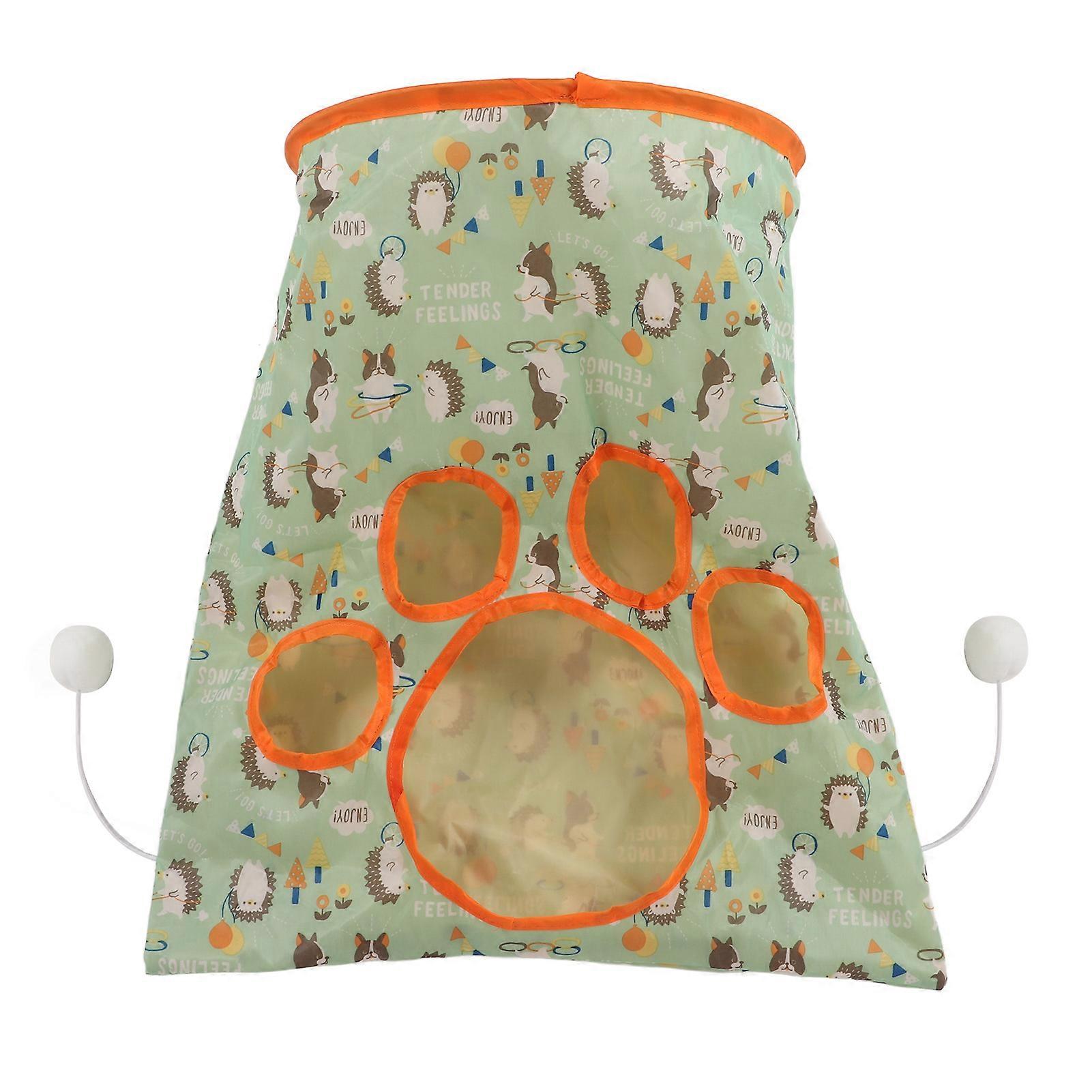 Cat Tunnel Toy Collapsible 3 Layers Paper Ring Pet Tunnel with Plush Ball and Folding Plush Mouse for PetsGreen Hedgehog