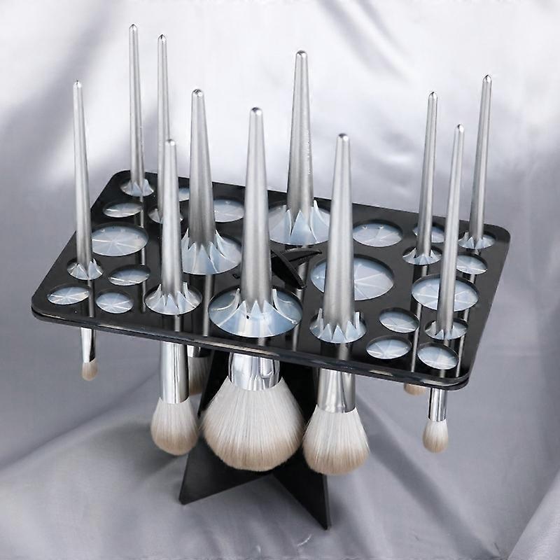 Makeup Brushes Drying Rack, Brushes Dryer, Collapsible 28 Slot Acrylic Brush Holder Stand Tree Tray