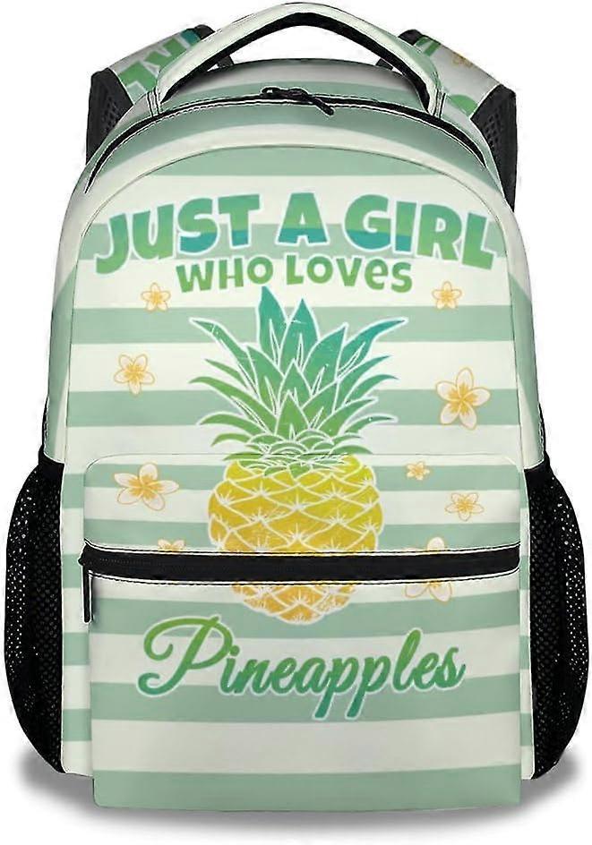 Pineapple Backpack for School, 16 Inch Blue Backpacks for Primary School, Cute Lightweight Bookbag for Girls