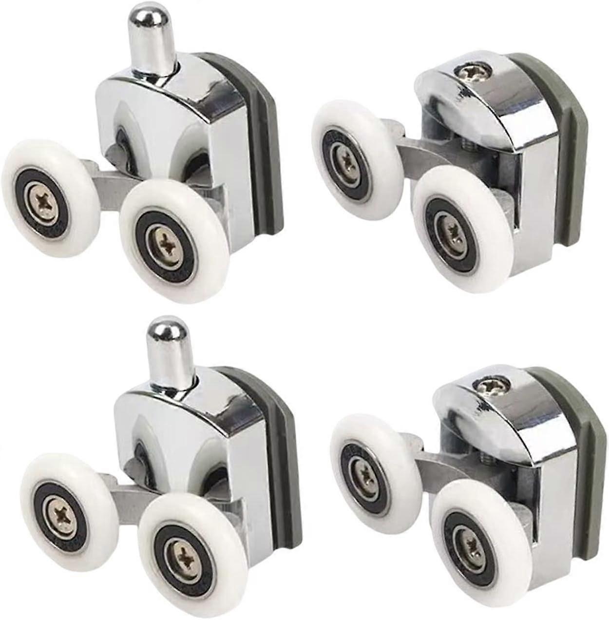 Shower casters with double sliding door, 4 pieces (2 upper + 2 lower) (23 mm - 2 top + 2 bottom)