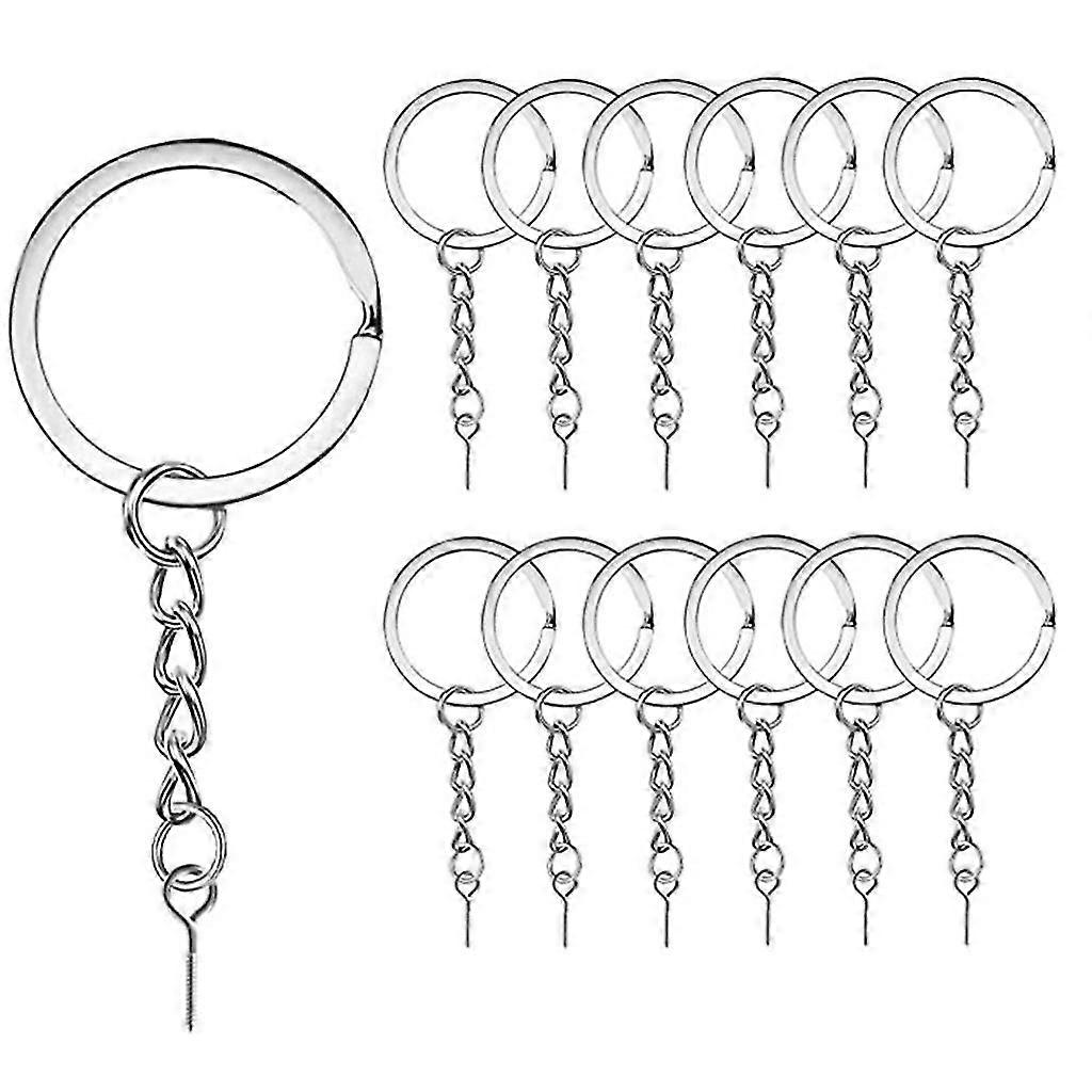 100 Pcs Flat Key Rings With Chain Screw Eye Pins Clasps Gift For Family Friends