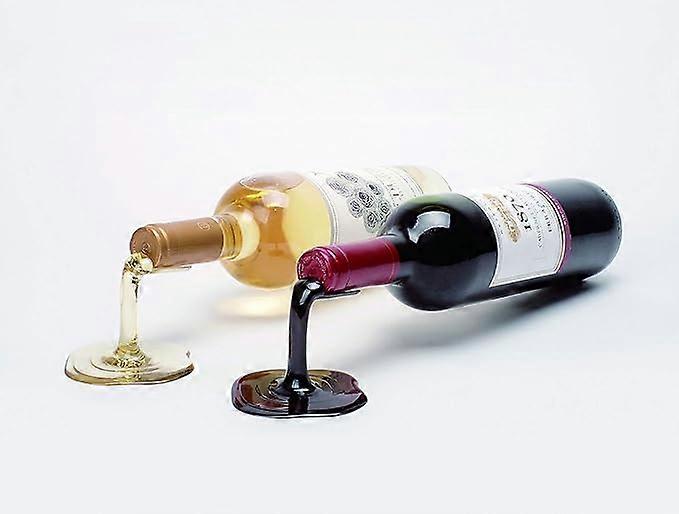 Spilled Wine Bottle Rack - A Fun and Unique Way to Display Your Favorite Wines - Red and White (Set of 2)