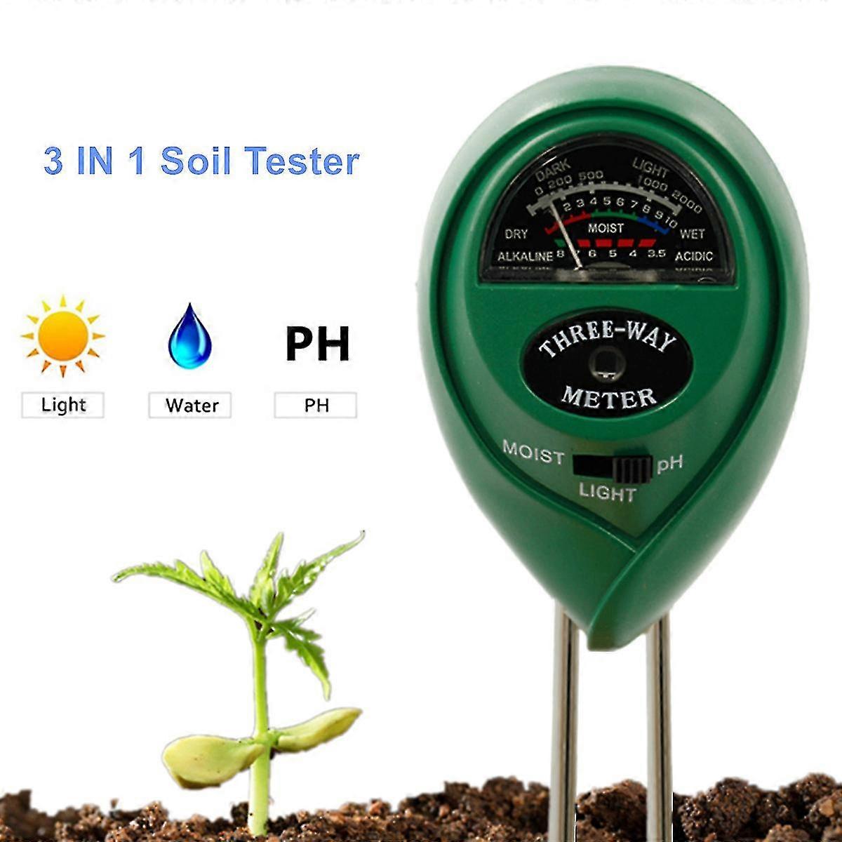 3 In 1 Soil Ph Tester Soil Moisture Light Meter Sensore di umidità Piante da giardino Ph Monitor Detector