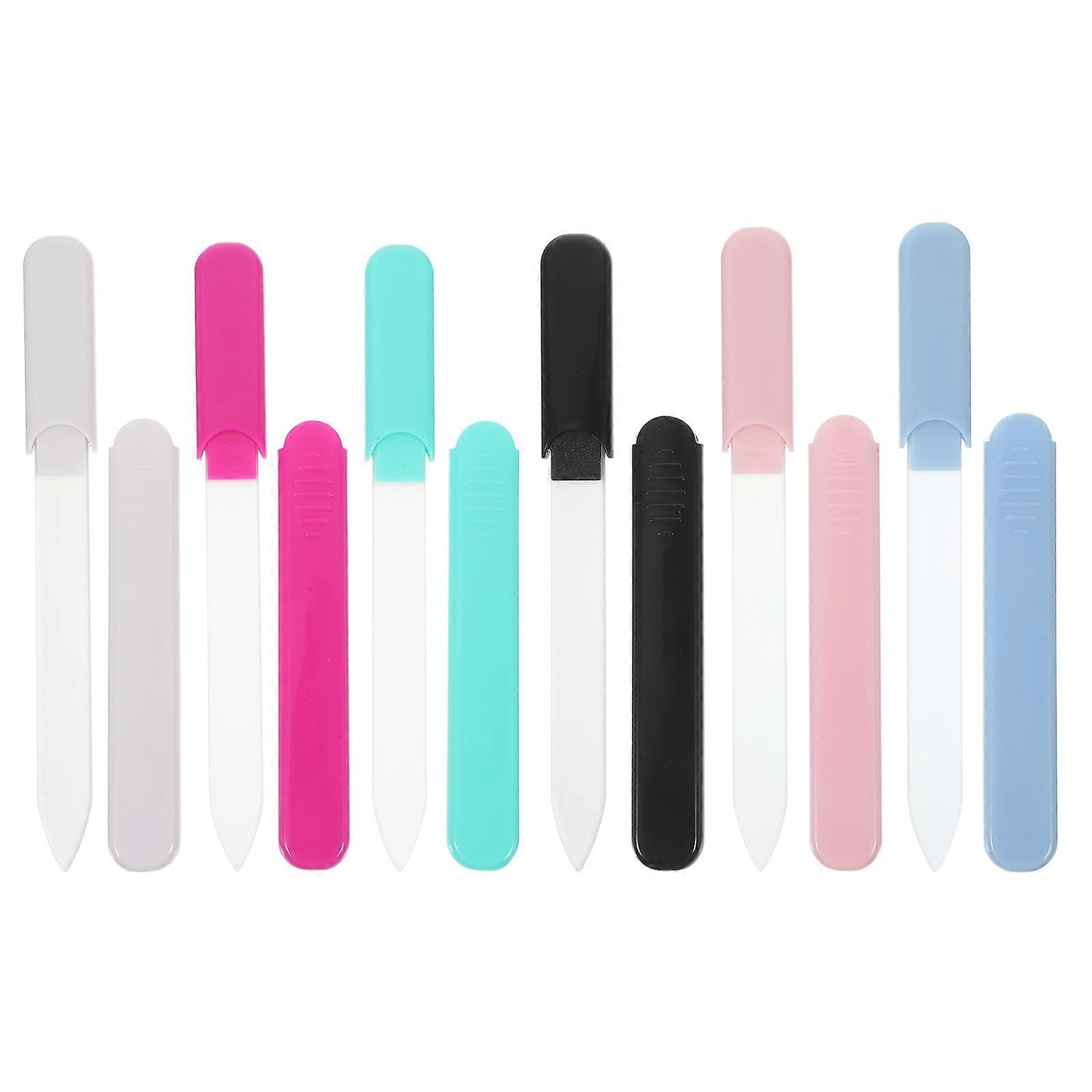 6pcs Fingernail Files Glass Nail Files Manicure Files Glass Nail Buffer Portable Nail Files